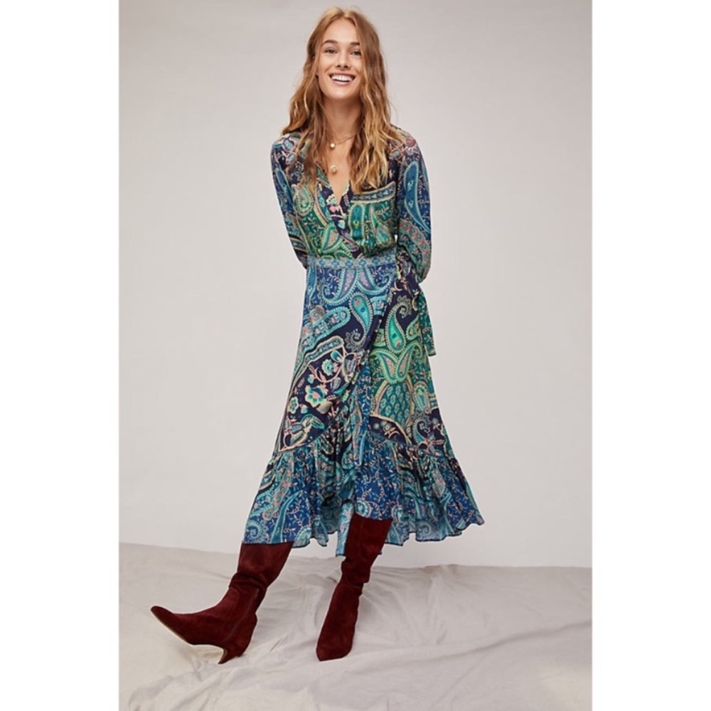 NWOT Farm Rio for Anthropologie Tropical wrap dress